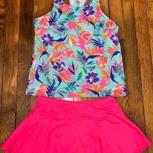 Girl’s Lands’ End Tankini & Swim Skirt sz 12
